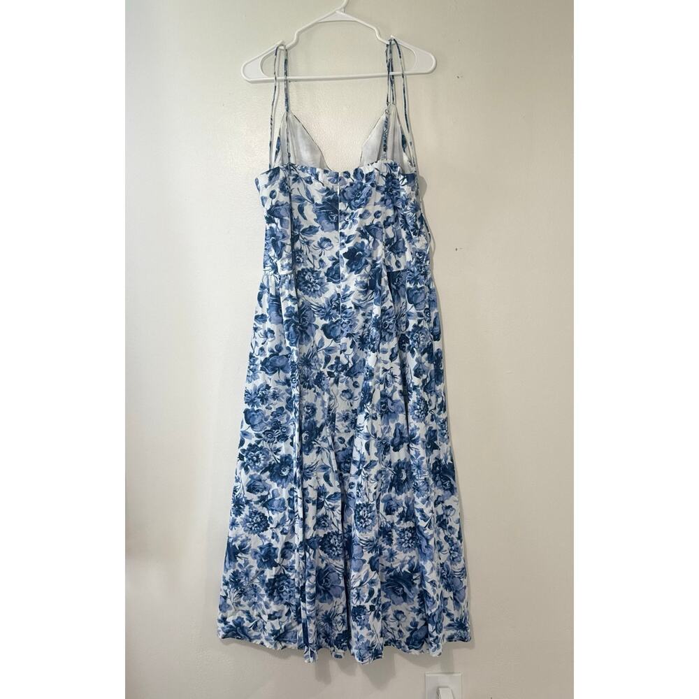 Abercrombie & Fitch Strappy Plunge Corset Maxi Blue White Floral Maxi Dress XL - Picture 5 of 7